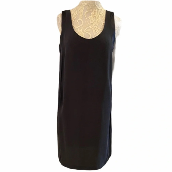 Eileen Fisher Grey/Black Georgette Shift Dress - Picture 2 of 8